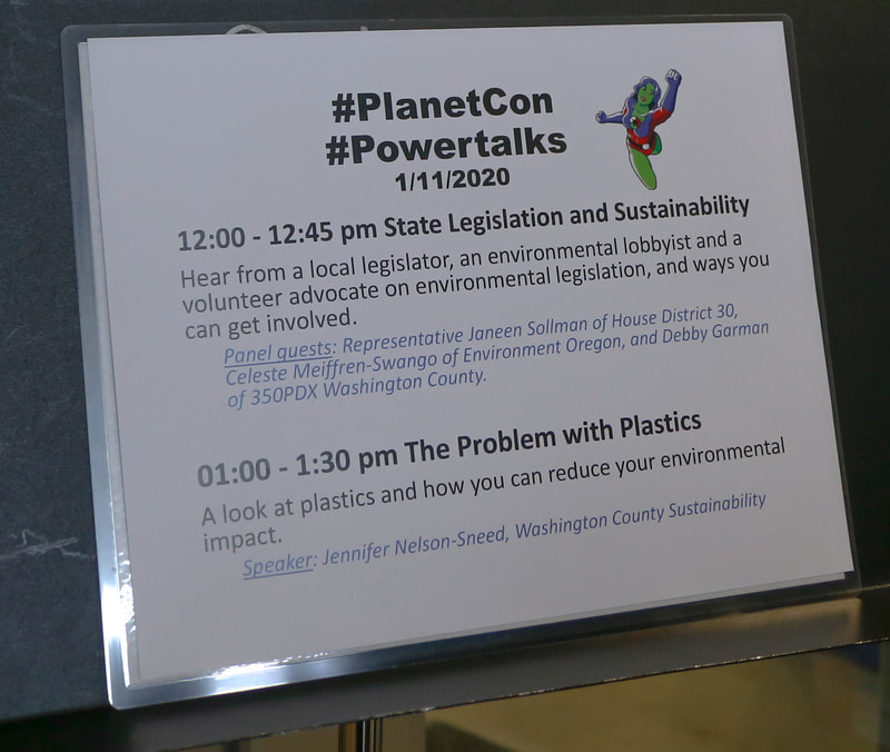 PlanetCon Powertalks agenda was displayed on music stands at the event.